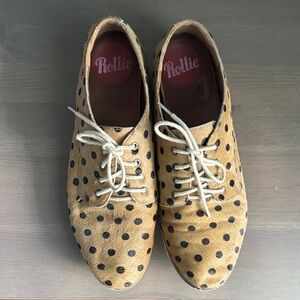Rollie Derby Tan and Black Polka Dot Shoes